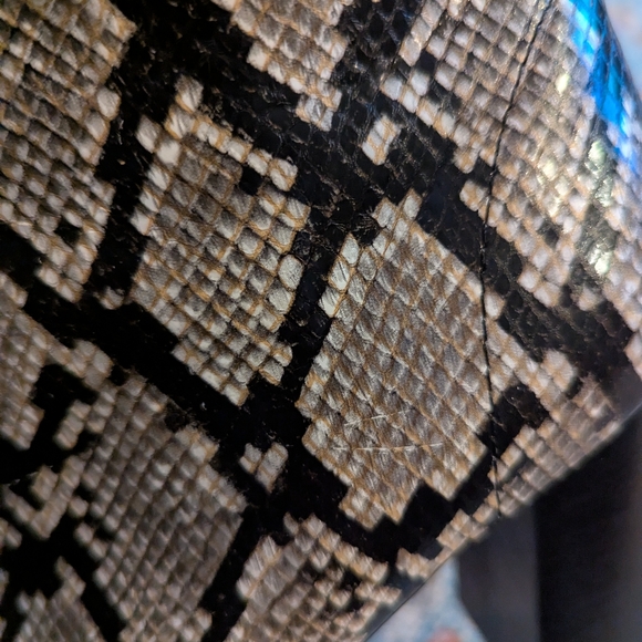 Jeffrey Campbell Women's 8 Raven Snakeskin Heeled Booties Leather Gray Black - Picture 4 of 12